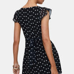 Camille - Black Polka Dot Frill Mini Dress