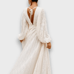 Ceyda – Balloon Sleeve Maxi Dress in Cream White
