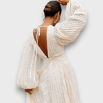 Ceyda – Balloon Sleeve Maxi Dress in Cream White