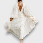 Ceyda – Balloon Sleeve Maxi Dress in Cream White