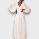 Ceyda – Balloon Sleeve Maxi Dress in Cream White