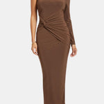 Cielo – One-Shoulder Sparkle Maxi Dress with Sculpted Fit