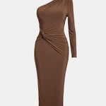 Cielo – One-Shoulder Sparkle Maxi Dress with Sculpted Fit