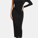 Cielo – One-Shoulder Sparkle Maxi Dress with Sculpted Fit