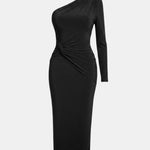 Cielo – One-Shoulder Sparkle Maxi Dress with Sculpted Fit
