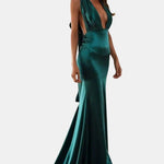 Danielle - Deep V-Neck Satin Maxi Dress