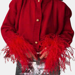 Dannielle – Feather Trim Knitted Cardigan