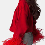 Dannielle – Feather Trim Knitted Cardigan