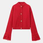 Dannielle – Feather Trim Knitted Cardigan