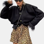 Dannielle – Feather Trim Knitted Cardigan