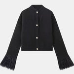 Dannielle – Feather Trim Knitted Cardigan