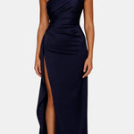 Denver – Elegant Dark Blue One-Shoulder Fitted Maxi Dress