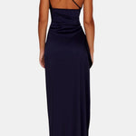 Denver – Elegant Dark Blue One-Shoulder Fitted Maxi Dress