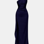 Denver – Elegant Dark Blue One-Shoulder Fitted Maxi Dress