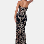 Dianna - Off-Shoulder Damask Sequin Maxi Dress