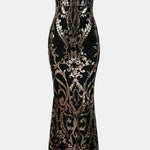 Dianna - Off-Shoulder Damask Sequin Maxi Dress