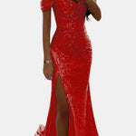 Domenica – Off-Shoulder Sequin Maxi Dress