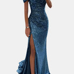 Domenica – Off-Shoulder Sequin Maxi Dress