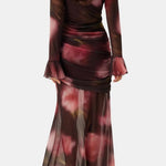 Eileen – Ruched Mesh Long Dress in Floral