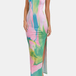Elanora – Abstract Print Sleeveless Long Dress in Multicolour
