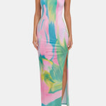 Elanora – Abstract Print Sleeveless Long Dress in Multicolour
