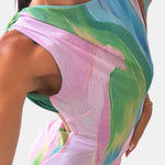 Elanora – Abstract Print Sleeveless Long Dress in Multicolour