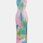 Elanora – Abstract Print Sleeveless Long Dress in Multicolour