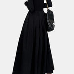 Elara – Long Sleeve Casual Long Dress in Black
