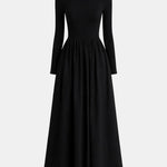 Elara – Long Sleeve Casual Long Dress in Black
