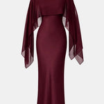 Elea – Cape Overlay Spaghetti Strap – Maxi Dress