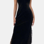 Elena - Velvet Lace Sling Nightdress