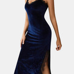 Elena - Velvet Lace Sling Nightdress