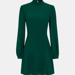 Elia – Stand-Collar Sheer-Sleeve Slit Mini Dress