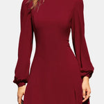 Elia – Stand-Collar Sheer-Sleeve Slit Mini Dress