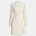 Elia – Stand-Collar Sheer-Sleeve Slit Mini Dress