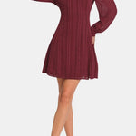 Elia – Stand-Collar Sheer-Sleeve Slit Mini Dress