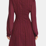 Elia – Stand-Collar Sheer-Sleeve Slit Mini Dress