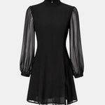 Elia – Stand-Collar Sheer-Sleeve Slit Mini Dress