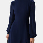 Elia – Stand-Collar Sheer-Sleeve Slit Mini Dress