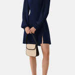 Elia – Stand-Collar Sheer-Sleeve Slit Mini Dress