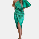 Erin – One-Shoulder Satin Party Dress with Draped Silhouette