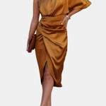 Erin – One-Shoulder Satin Party Dress with Draped Silhouette