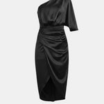 Erin – One-Shoulder Satin Party Dress with Draped Silhouette