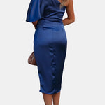 Erin – One-Shoulder Satin Party Dress with Draped Silhouette
