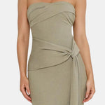 Estelle – Strapless Ruched Maxi Dress with Sculpted Silhouette