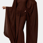 Faye – Long Sleeve Draped Cape Maxi Dress