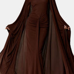 Faye – Long Sleeve Draped Cape Maxi Dress