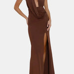Galilea – Halter Maxi Dress with Draped Plunge Detail