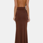 Galilea – Halter Maxi Dress with Draped Plunge Detail