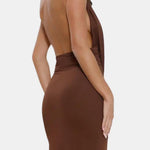 Galilea – Halter Maxi Dress with Draped Plunge Detail